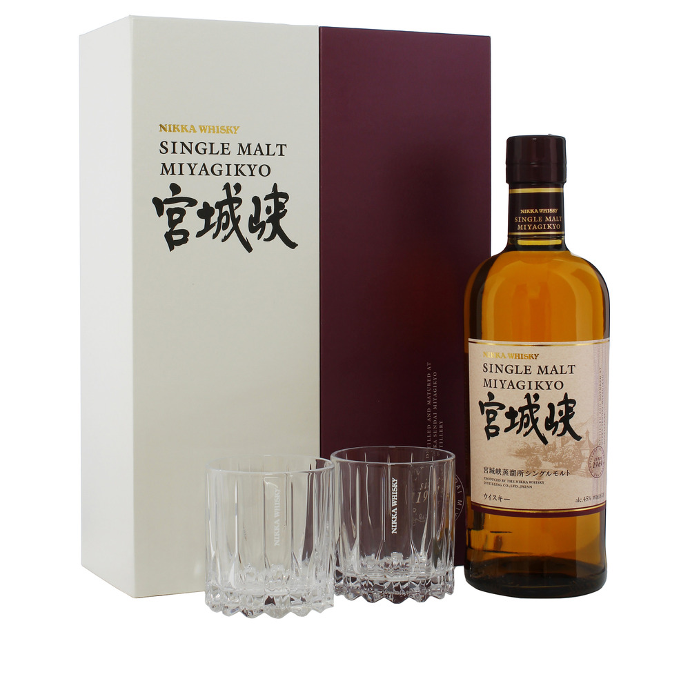 NIKKA SINGLE MALT MIYAGIKYO & DATE 2本セット Nikka Miyagikyo Single Malt 2 Glass Gift Pack 70cl